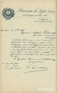 Certificat de la Brasserie de Sept-Fons (Allier)